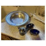 sterling silver pieces w/ cobalt blue centers