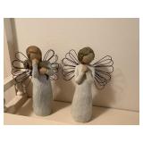 2 willow tree angels, wishes & friendship,