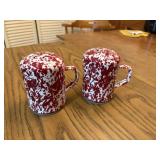 red speckled enamel salt n peppers   kitchen