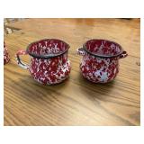 red speckled enamel cream and sugars,   kitchen
