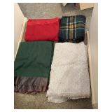 3 heavy wool blankets & a knitted blanket