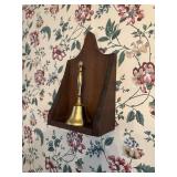 8' brass bell and wood shelf   dining room