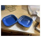 4 LONGABERGER blue plates 5.5' @    kitchen