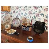 japanese plate, black plate, coasters n holder,