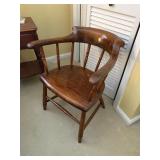 antique heavy wood arm chair