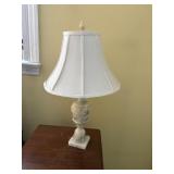 2 marble base lamps with white shades