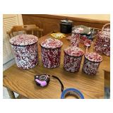 red speckled enamel 4 canister set with lids