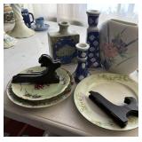 group of ceramic vases and candle holders