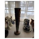 irredescent blue tin large vase, 20' living room