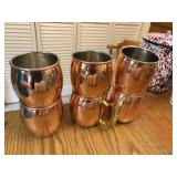 6 copper mugs,   kitchen