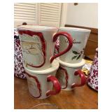 LONGABERGER christmas 4pc mugs, with 2 lids