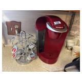 red KEURIG coffee maker & kcup holder