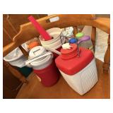 safety flashlight, varius coolers, and new 3pk