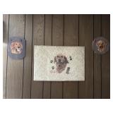 2 slates and rug golden retriever,