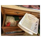 contents of drawer, dish drainer, pot holders,