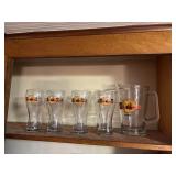 GOLDEN BOY GANDER MOUNTAIN pitcher, 7 glasses