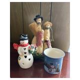 snowman family, snowman tealight, crock