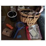 basket, doll, speckled candle crock, 2