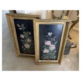 2 framed roses  painting 15'x 26'   living room