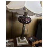 pair of matching lamps purple glass marble