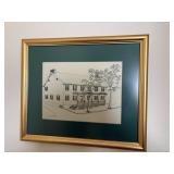 framed drawing house by E. SNYDER  17'x14'