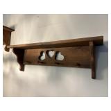 2 wood shelves with coat hooks   kitchen