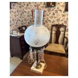 marble bottom with crystals lamp  dining room