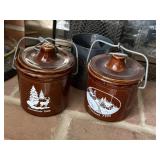 2 cheese crocks christmas 1999, 1998