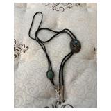 2 mens bolo ties with turqoise stones
