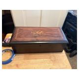 vintage wood chest with glass dogwood branch