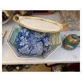 large bowl, ceramic tray, small jar with lid
