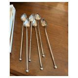 set of  6 sterling silver parfait / iced tea spoon