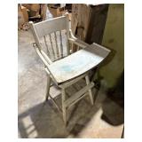 high chair painted white w/ flip tray