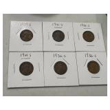 6  PENNYS (2)1936 S, (3)1941 S .1939 S
