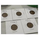 5  PENNYS1936 S, (3)1941 S .1939 S