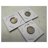 3 DIMES 1946,1947 D, 1949