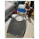 7 lightbulbs & blood pressure machine & scale