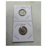 2 MERCURY DIMES 1944, 1940