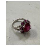 large red stone ring sterling silver 6 grams
