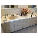 faux florals, jar with soap, soap dish, fish