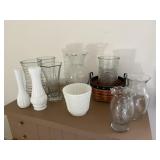 Flower Vases and 1 woven basket  bedroom 2