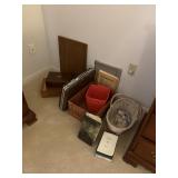 brief case, basket, few sewing things, 2 storage