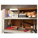 2 shelf contents, carpenter square, hardware