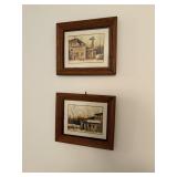 2 framed prints, old farm/ mill scene 13.5' X 11.5