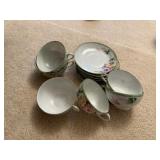 6 cups and saucers, hand painted TEA TEA