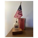1966 websters dictionary , jim beam bottle, flag