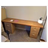 2 wood filing cabinets w/ keys & thick board k