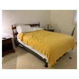 full size metal bed frame with wood headboard