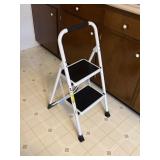 white step stool with 2 steps,foldable   kitchen