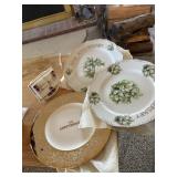 4  plates, 50th anniversary, and small planter